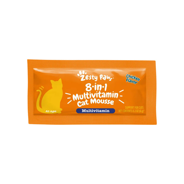 Zesty Paws 8-in-1 Multivitamin Cat Mousse Supplement Single Sachet Front