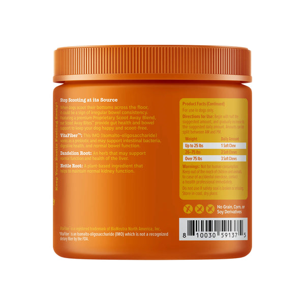 Zesty Paws Scoot Away Bites for Dogs Back of Package