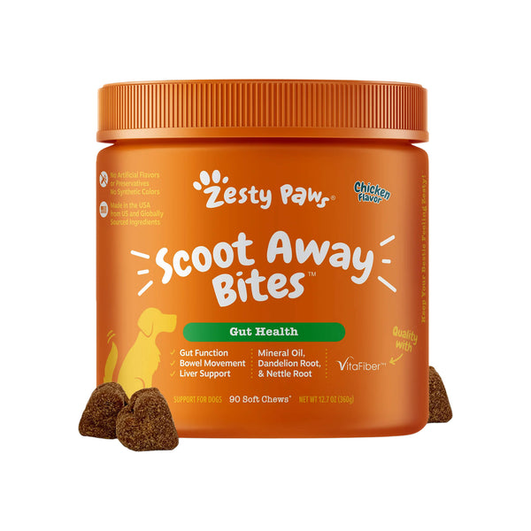 Zesty Paws Scoot Away Bites for Dogs Front of Package