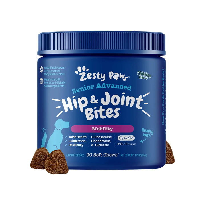 Zesty Paw Senior Advanced Hip & Joint Bites for Dogs Front of Package