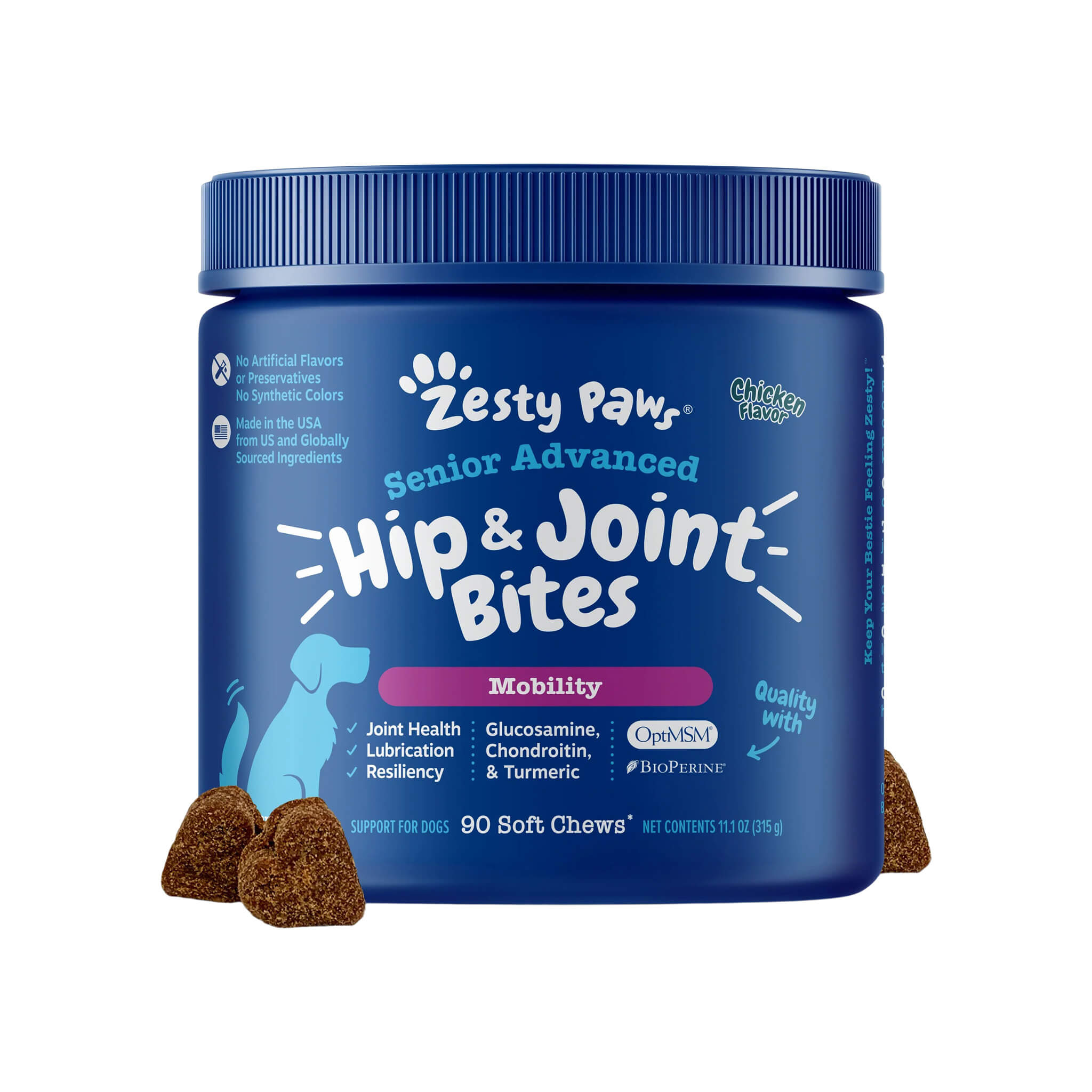 Zesty Paw Senior Hip Joint Bites for Dogs Only Natural Pet