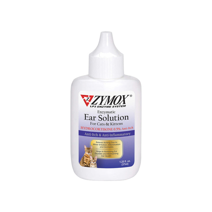 Zymox Enzymatic Ear Solution with Hydrocortisone for Cats & Kittens Front