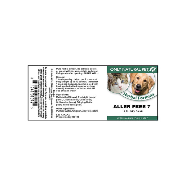 Aller Free 7 Herbal Liquid Formula for Dogs & Cats Only Natural Pet