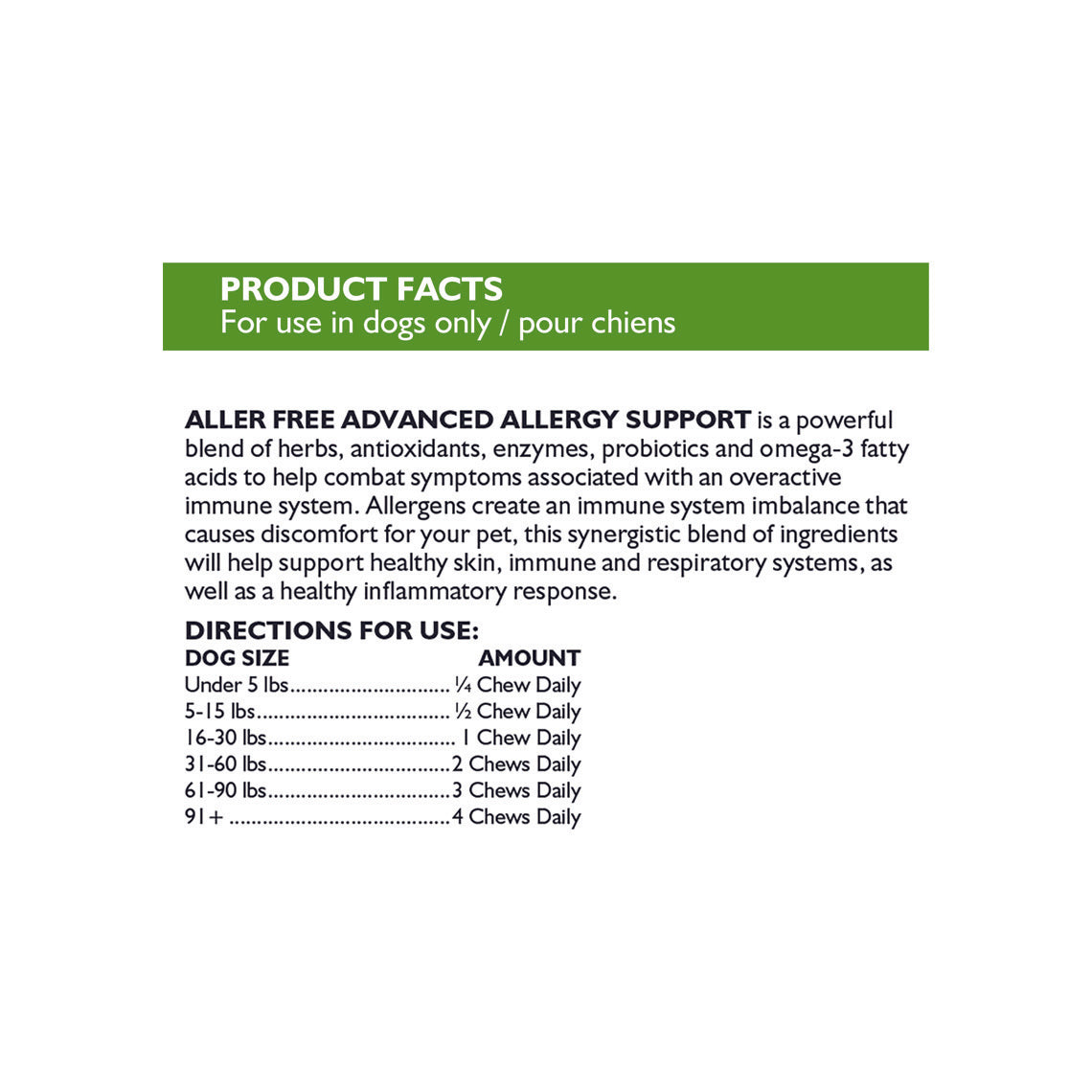 Aller Free Allergy Supplement for Dogs Only Natural Pet