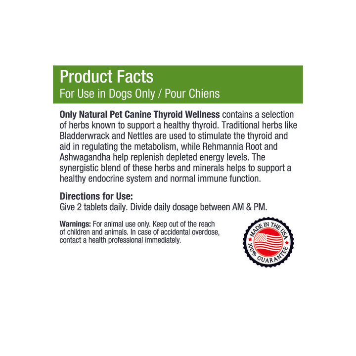 Only Natural Pet Canine Thyroid Wellness Supplement for Dogs Only