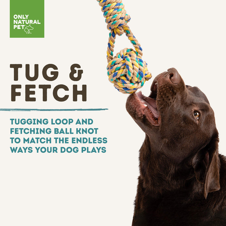 Only Natural Pet Hemp and Recycled Cotton Tug Fetch Dog Toys Loop Knot Toy
