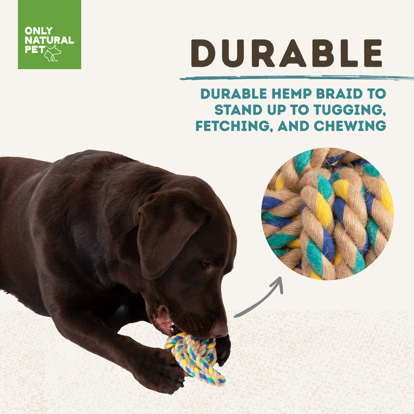 Dog Fetch Toy from Natural Homespun Cotton Rope for Outdoor Fun