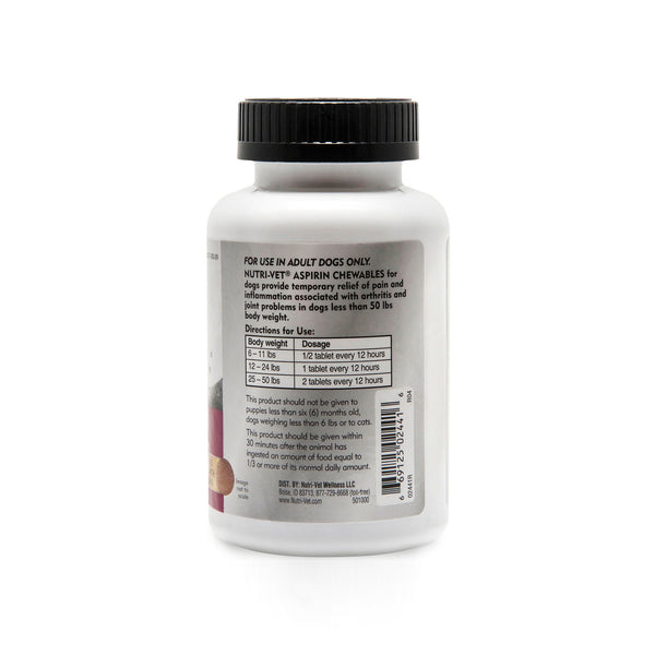 Nutri-vet K9 Aspirin Pain Reliever Bottle Back