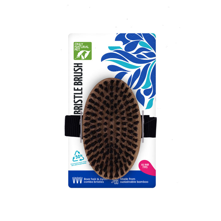 Only Natural Pet Bristle Brush features eco-friendly bamboo material