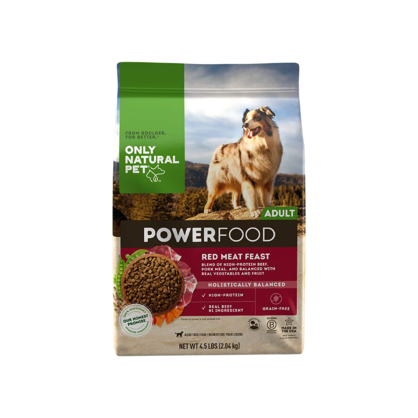  Real Meat Air Dried Dog Food w/Real Beef - 2lb Bag of