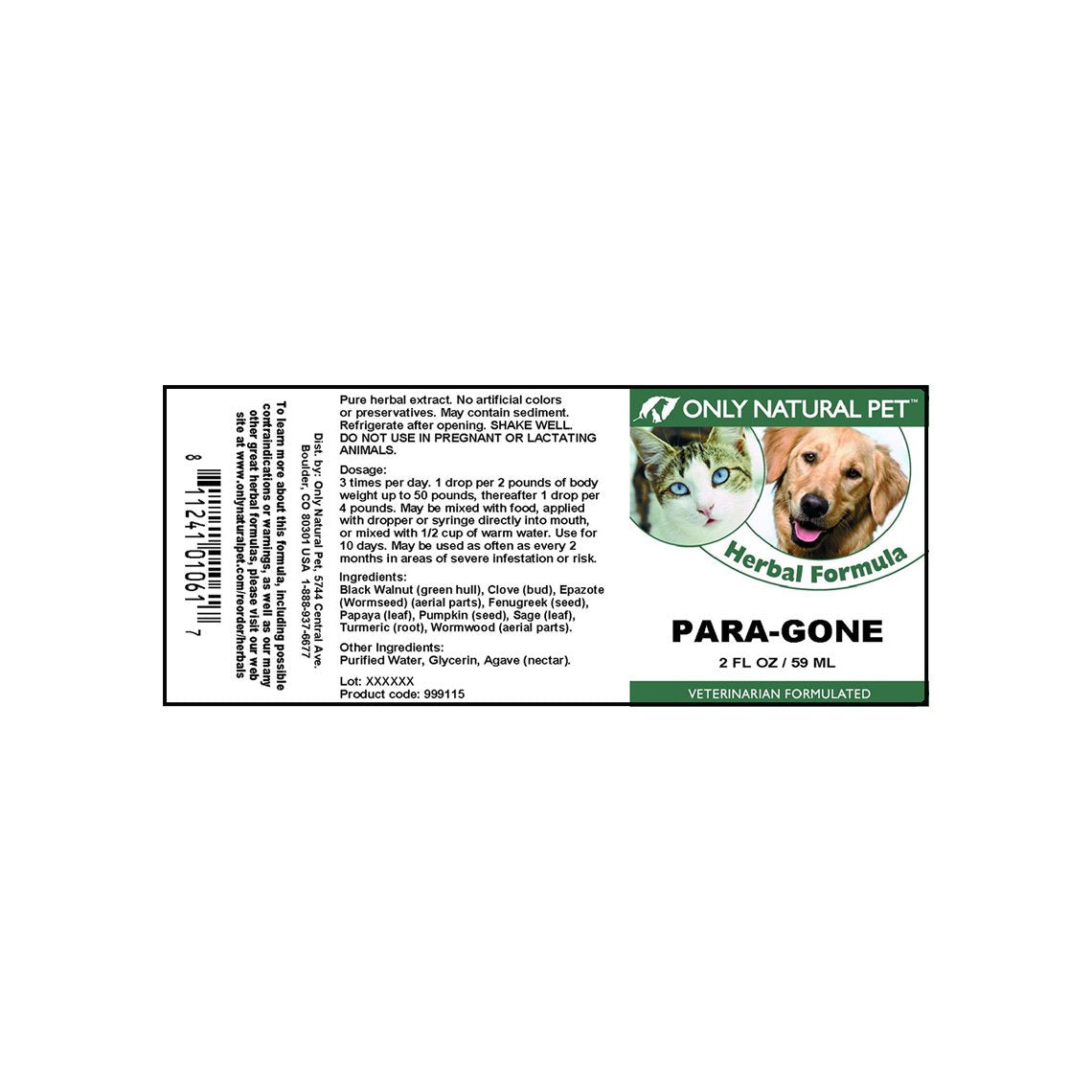 Only Natural Pet Para Gone Herbal Formula Only Natural Pet