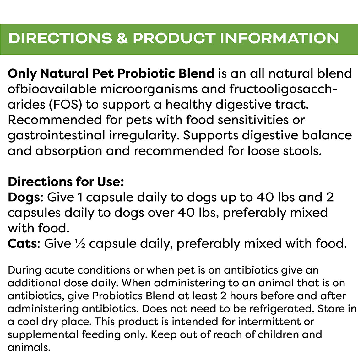 Probiotic Blend Natural Pet Probiotics Only Natural Pet